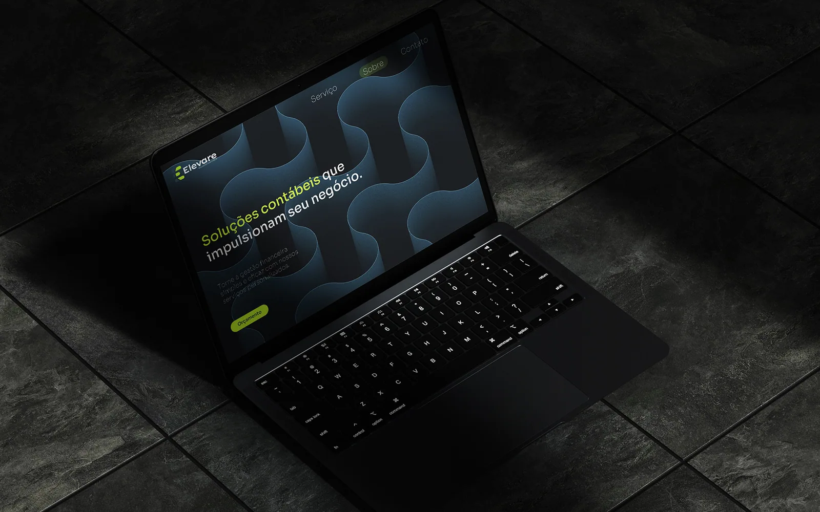 Site da Elevare apresentado em notebook.