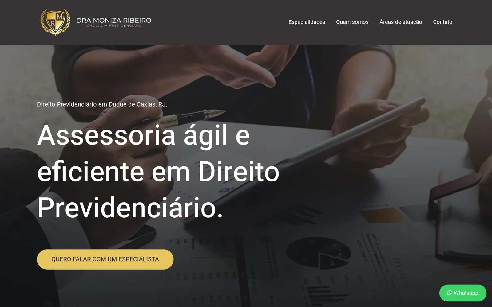 Home do site da advogada Moniza Ribeiro.