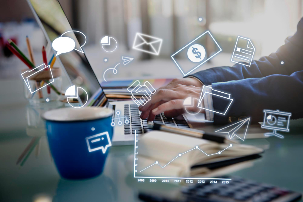 Imagem conceitual de marketing digital representando a atuação estratégica de uma agência de marketing digital em Goiânia, com foco em análise de dados e automação de processos online.