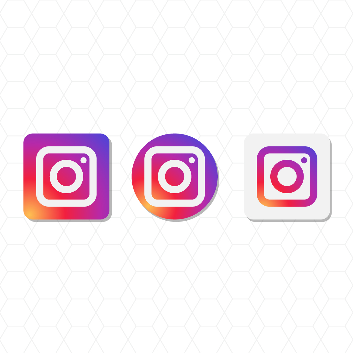 Ícones do Instagram em diferentes formatos, representando a identidade visual da plataforma para campanhas de Instagram Ads. 